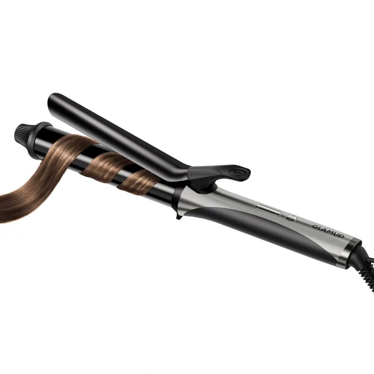 GlamUp Lockenstab 152 mm extra langer, Keratin- und Seidenkeramikfass, SilkFinish Glide, Keramik, Lockere Wellen & entspannte Locken, Dual-Spannung
