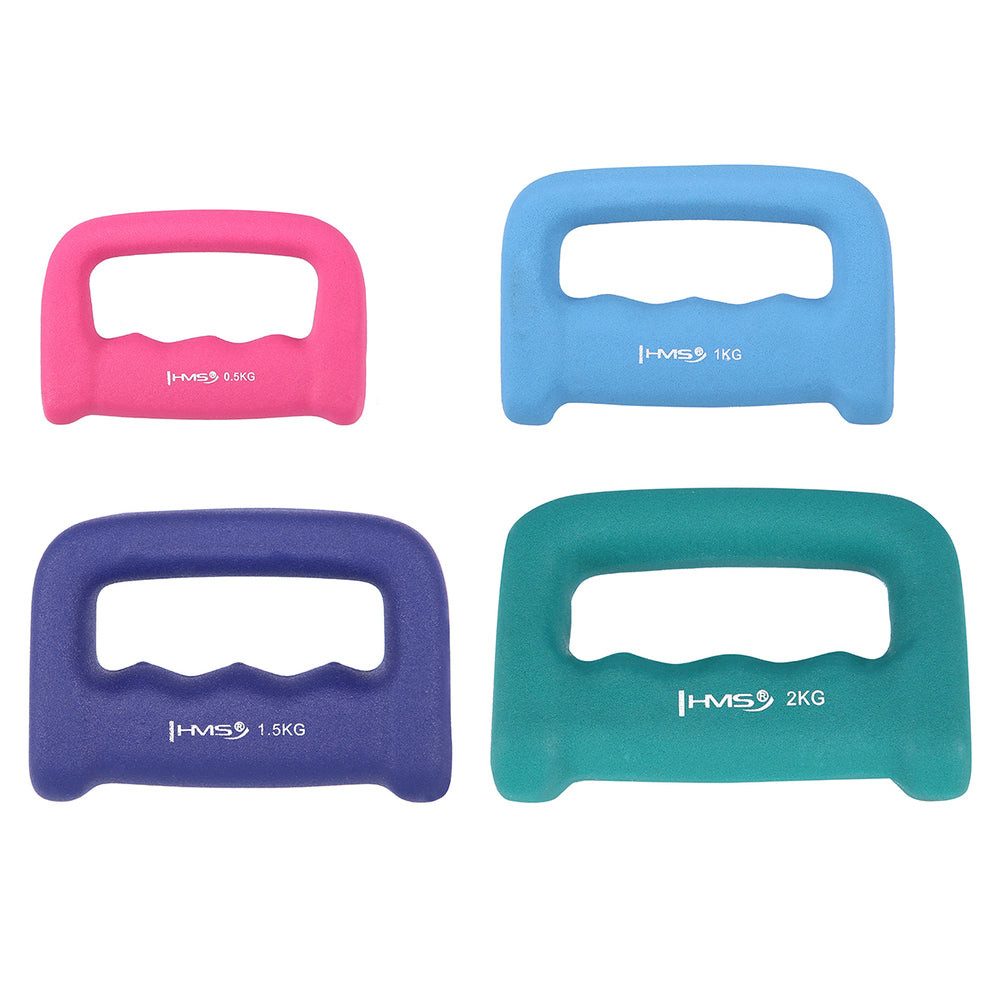 HMS Hantel Griffhantel Neoprenhantel Fitnessgewicht, (Spar-Set, 1, 5 kg ergonomisch), Neoprenbezug, Fingermulden, rutschfester Griff
