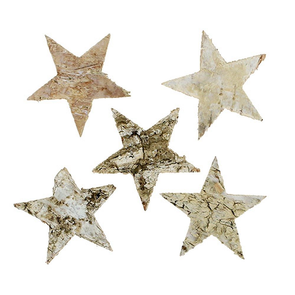 Florists Products Weihnachtsmann Naturbelassene Birkensterne 6cm Dekosterne Streudeko, 100 Stück