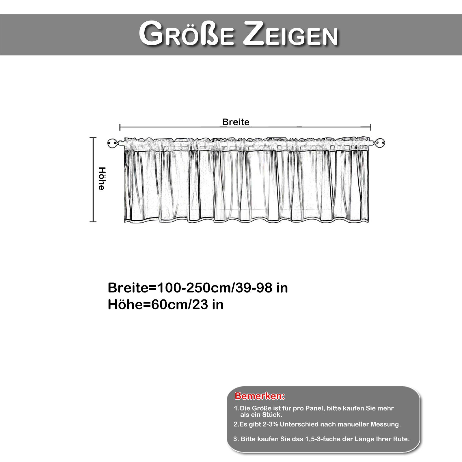 BTTO Transparent Scheibengardine Vorhänge, Lace Scheibengardinen Bistrogardine Modern,