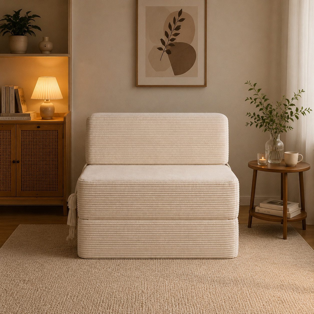 HOMALL Loungesofa Cord Bodensofa 1-Sitzer mit Liegefunktion Lounge Sofa, Flexibel kombinierbar, weicher Cordbezug, ohne Armlehnen