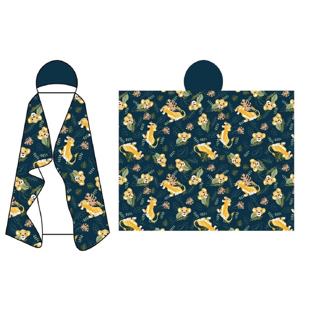 Wohndecke - Kuscheldecke mit Kapuze für Kinder – weich & wärmend – 120x150 cm, Disney The Lion King, hält Kopf und Nacken warm, perfekt für Kinder