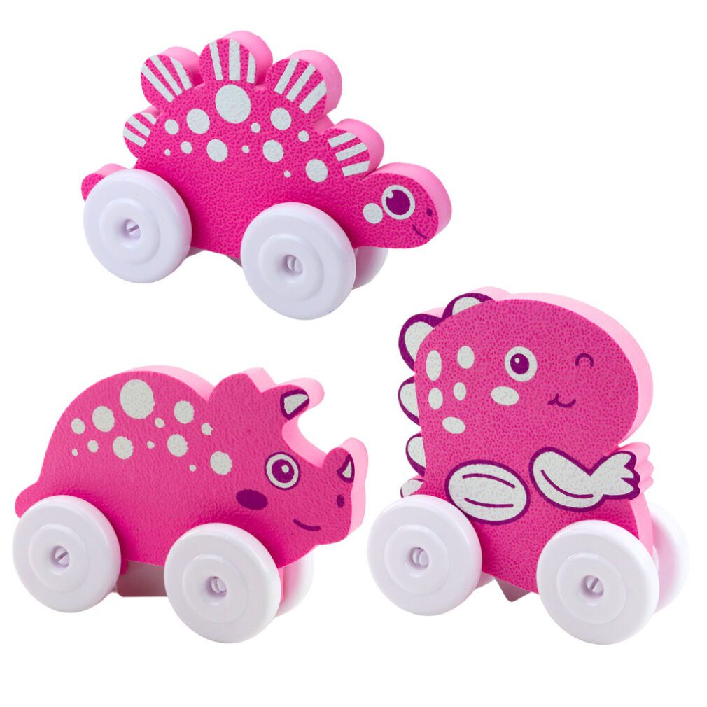LEAN TOYS Spielzeug-Boot Lean Eva Schaumstoff Dinosaurier Mit Rädern Für Baby Rosa Blau Mix