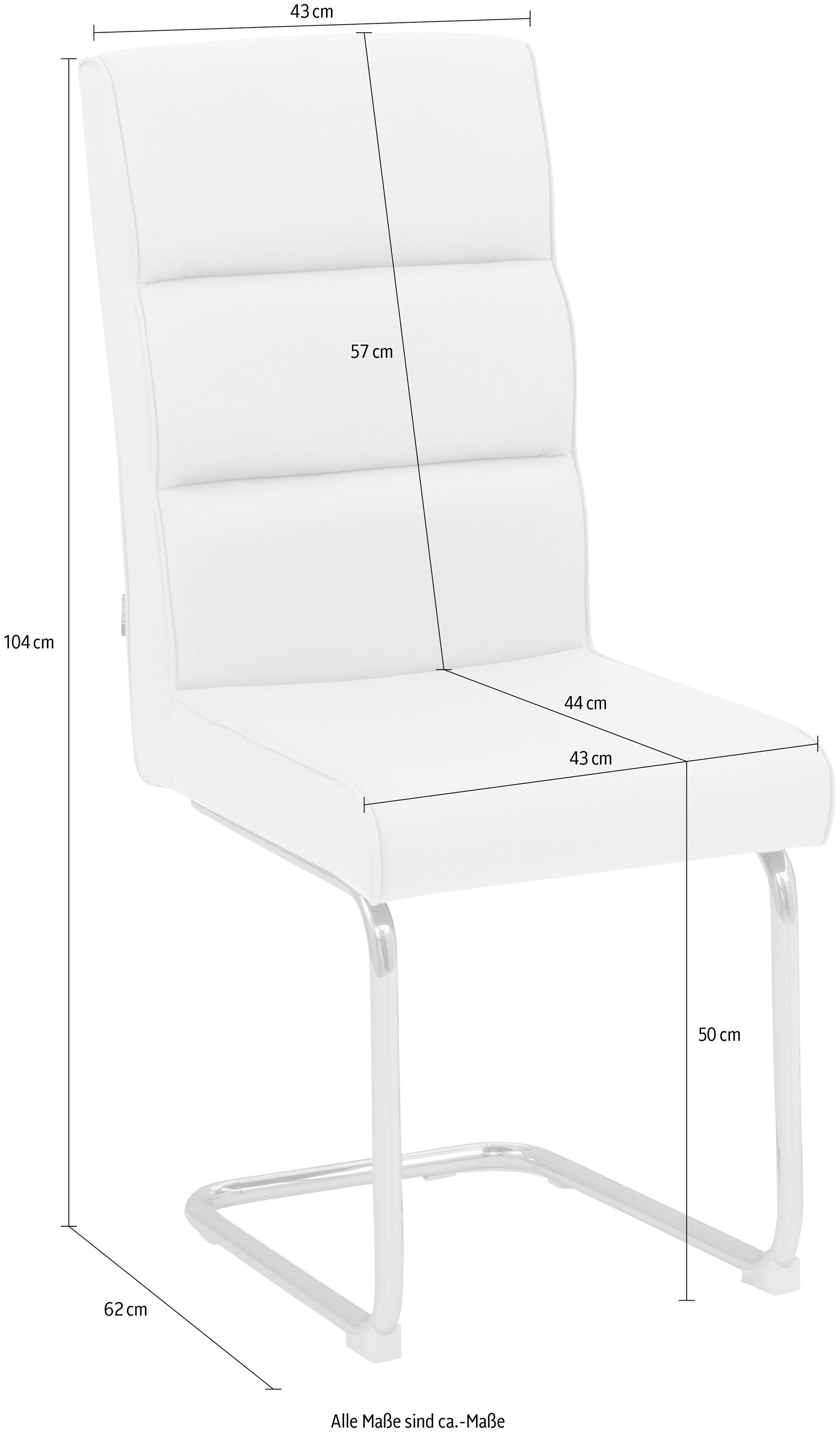 Sitzhöhe Freischwinger cm im Set, aus Sitz Lano, 2er INOSIGN 50 gepolstert, Metall, Gestell