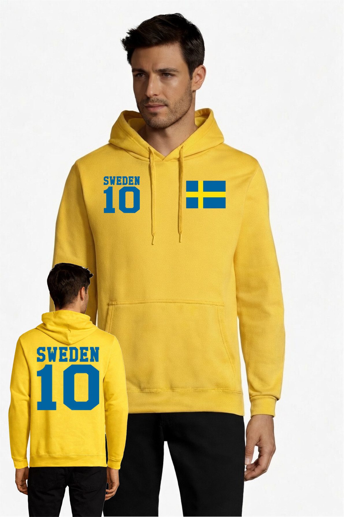 Blondie & Brownie Hoodie Schweden Flaggen Print Nummer 10 Fan Hoodie Schweden Nationalteam Nummer 10 Hoodie
