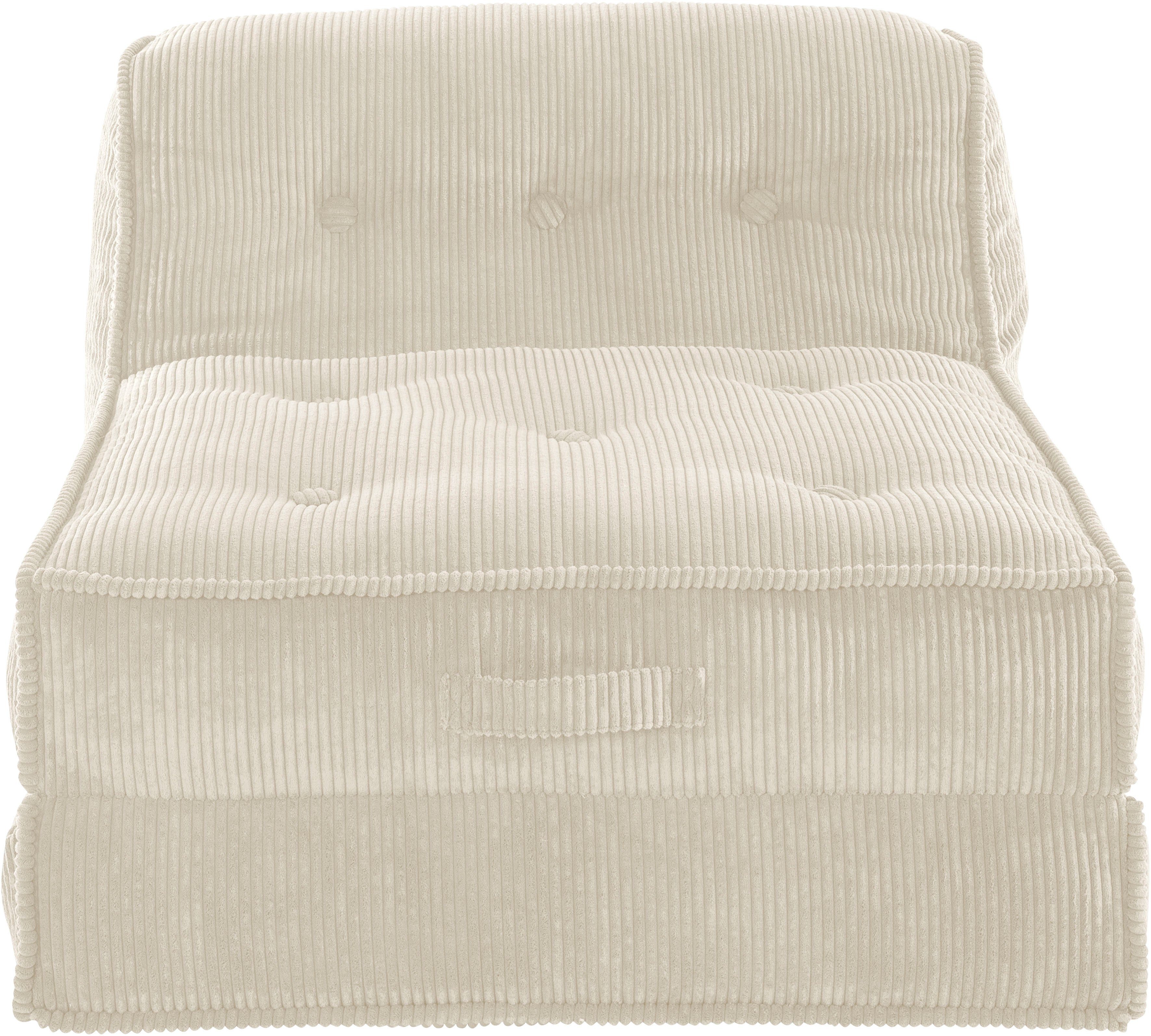 INOSIGN Sessel Pia, Loungesessel aus Cord, in 2 Größen, Pouf-Funktion.