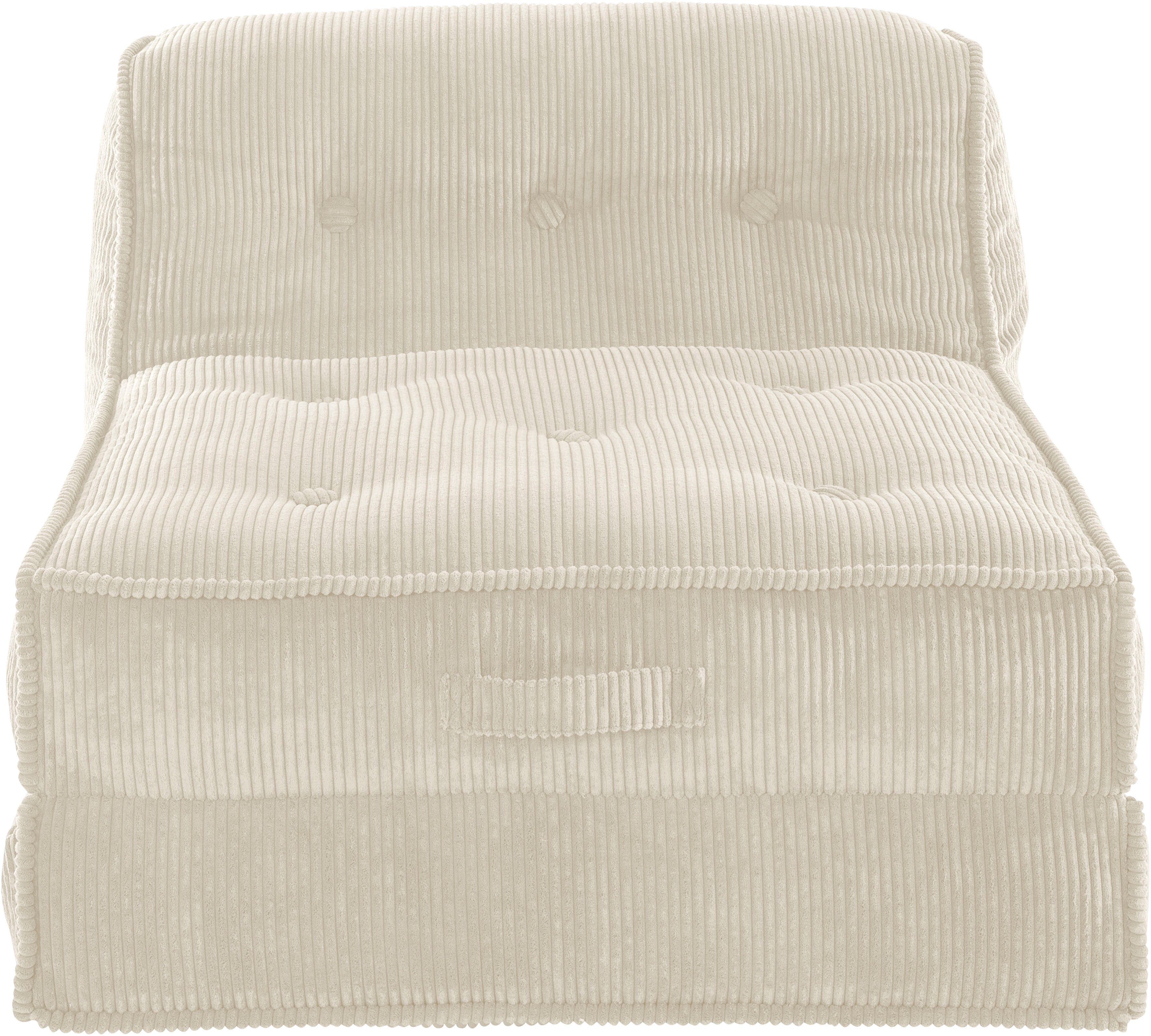 INOSIGN creme Größen, Sessel | Loungesessel Pia, in Schlaffunktion, Pouf-Funktion. mit creme aus Cord, creme | 2