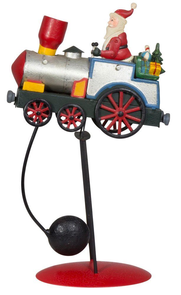 Weihnachtsmann im Lokomotive auf Tischdeko Christmas St), 34cm Pendel (Dekofigur, Paradise Weihnachtsfigur Metall-Pendel Unruhe Nikolaus 1 mit Zug