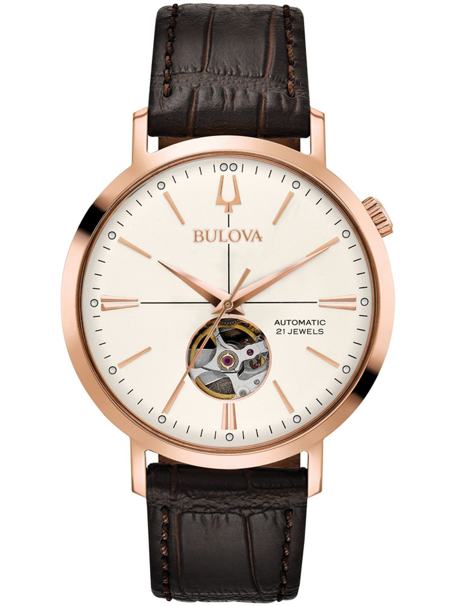Bulova Quarzuhr 97A136 97A136, BULOVA 97A136 Classic Aerojet Uhr Herrenuhr Leder Braun