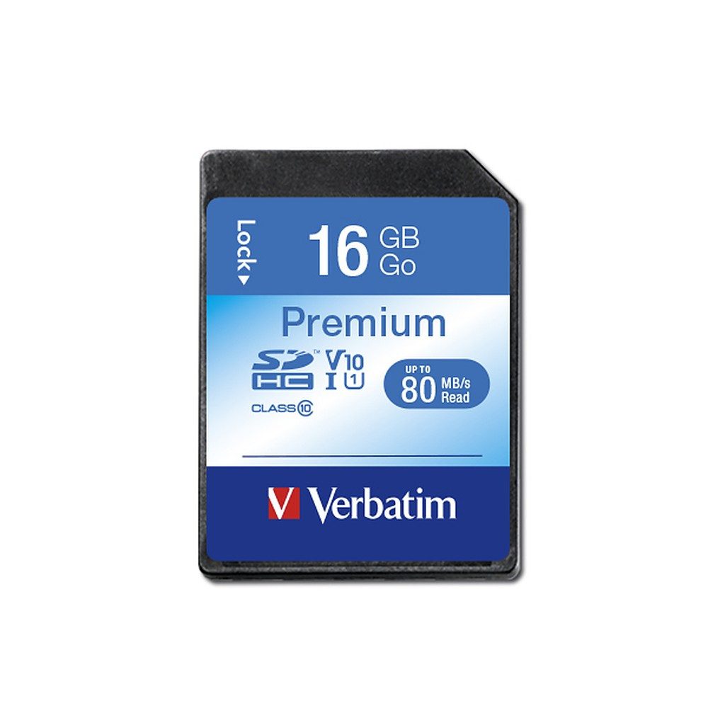 Verbatim Speichermedium Kameraspeicher Fotospeicher Speicherkarte (16 GB, Class 10, U1, V10, 80.0 MB/s Lesegeschwindigkeit, Schreibschutz, Class 10, UHS-I U1, V10, 80 MB/s lesen)