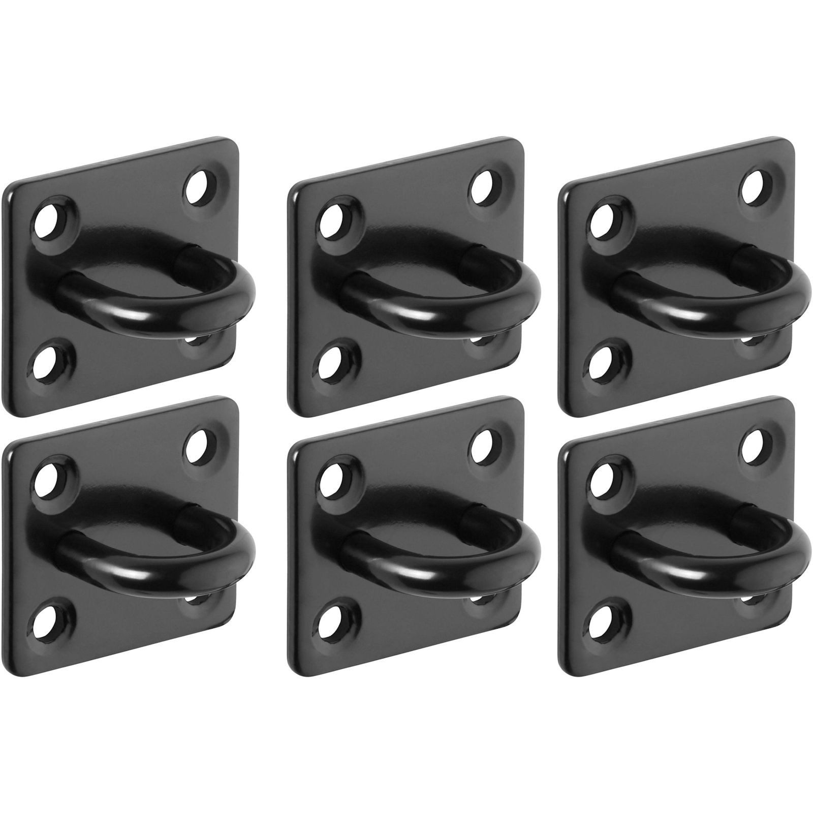 SO-TECH® Montagezubehör Befestigungs- und Zurröse für Sonnensegel, Sandsack, Seilzug (6 St), 35 x 30 mm Ankerplatte aus V2A Edelstahl SS304 schwarz