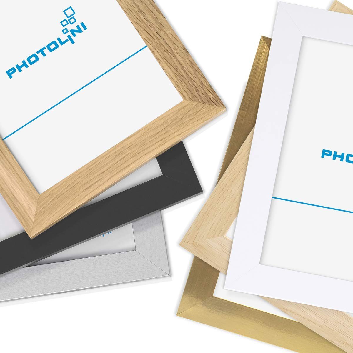 PHOTOLINI Bilderrahmen 10er Set, Big Pack, breite Rahmen, extra Zubehör, für 1 Bilder (10er Set), im modernen Stil für Ihre stilvolle Wanddekoration