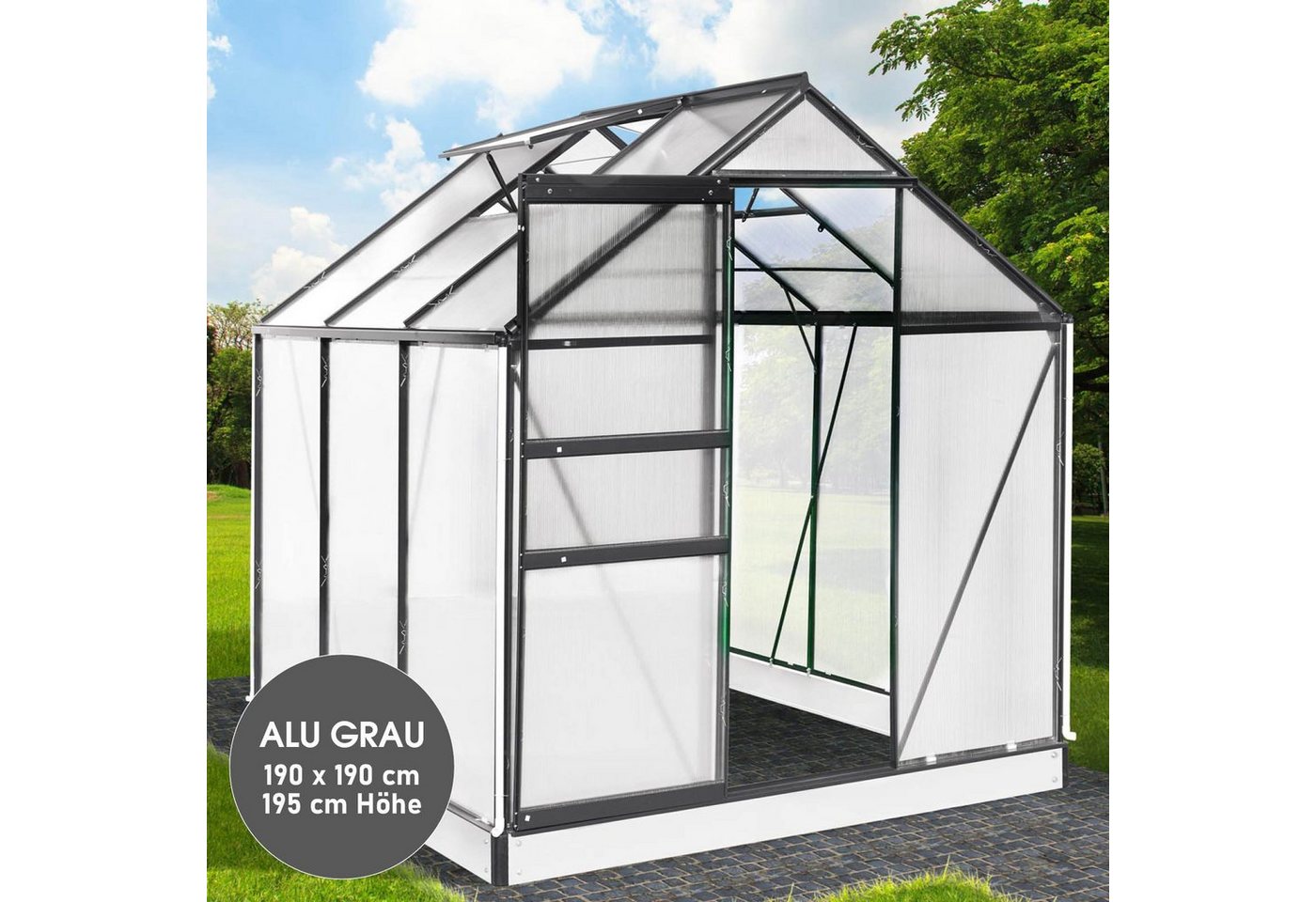 BRAST Gewächshaus ALU mit Fundament rostfrei 190x190x195cm TÜV geprüft, wetterfestes hochwertiges Aluminium grau | Rabatt: 15% BRAST Gewächshaus ALU mit Fundament rostfrei 190x190x195cm TÜV geprüft, wetterfestes hochwertiges Aluminium grau | Rabatt: 15%