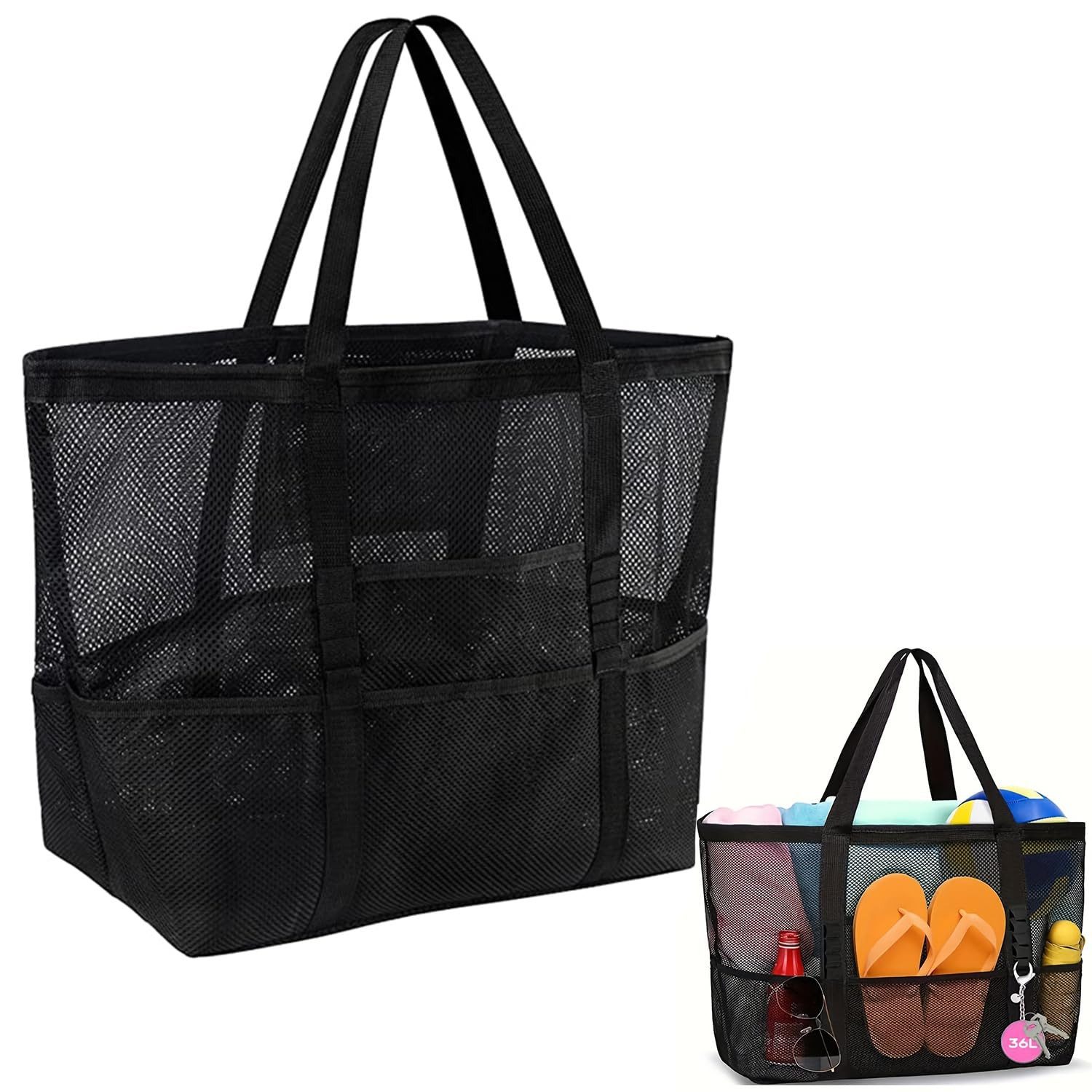 RWEUOQ XL-Strandtasche Große Kapazität Strandspielzeug Mesh günstig online kaufen