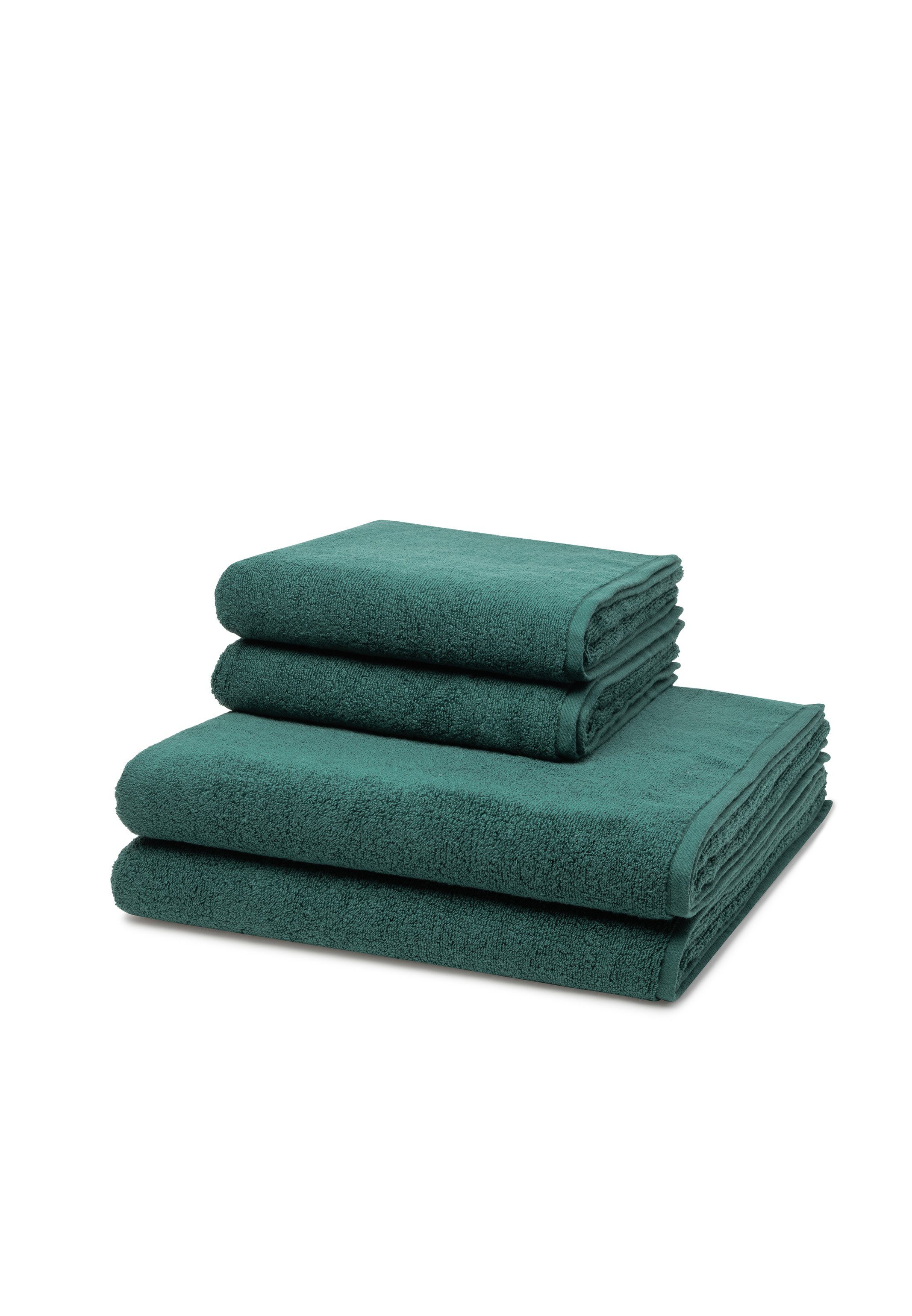 ROSS Handtuch Set Sensual Skin, Walkfrottee, (Spar-Set, 4-tlg), 2 X Handtuch 2 X Duschtuch - im Set - Baumwolle - Moosgrün