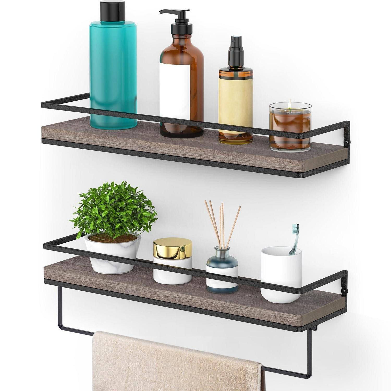 LuxusKollektion Gewürzregal Wandregal Gewürzregal Holz/Metall 2er-Pack 42CM, 2-tlg.