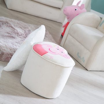 roba® Kinderhocker Peppa Pig, bequemer Hocker mit Samtbezug in Beige