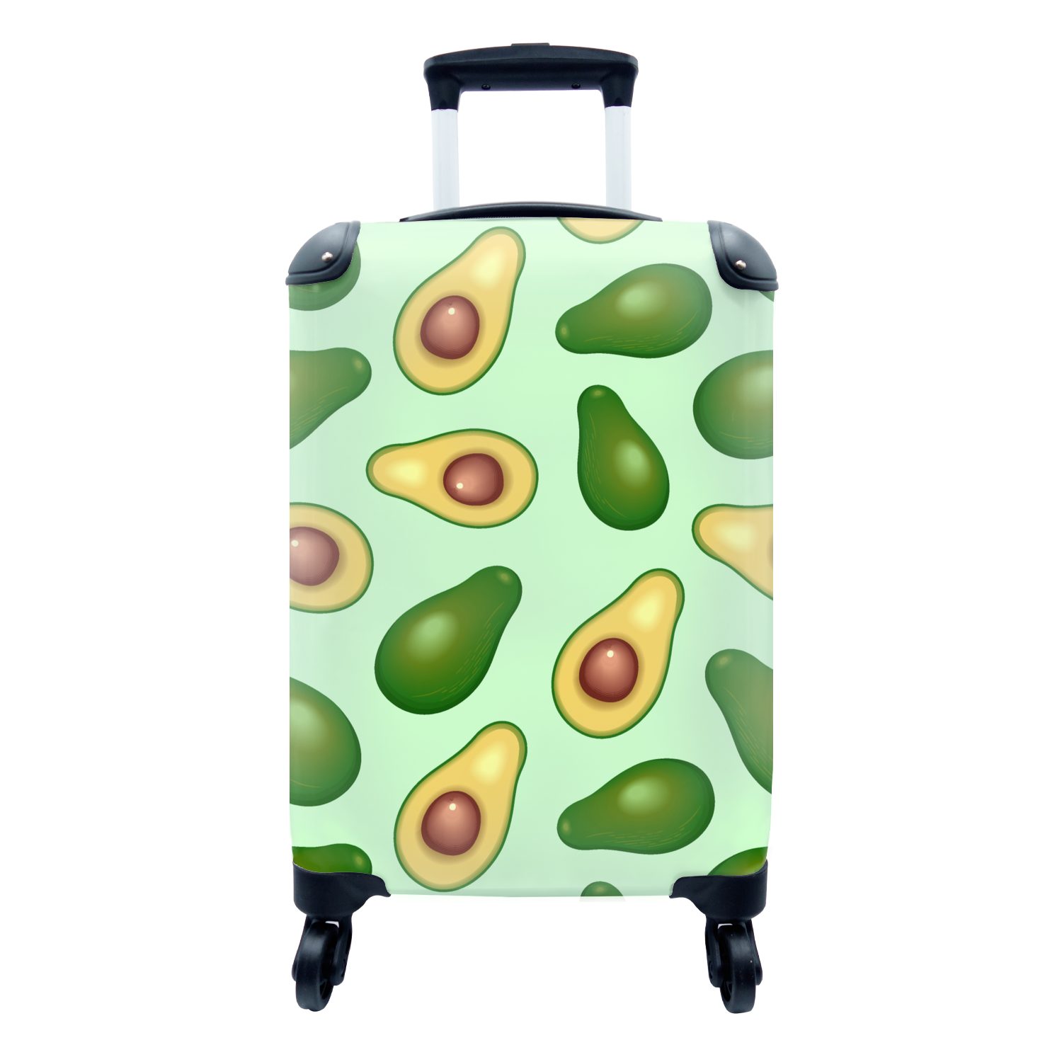 MuchoWow Handgepäckkoffer Avocado - Muster - Grün, 4 Rollen, Reisetasche mit rollen, Handgepäck für Ferien, Trolley, Reisekoffer