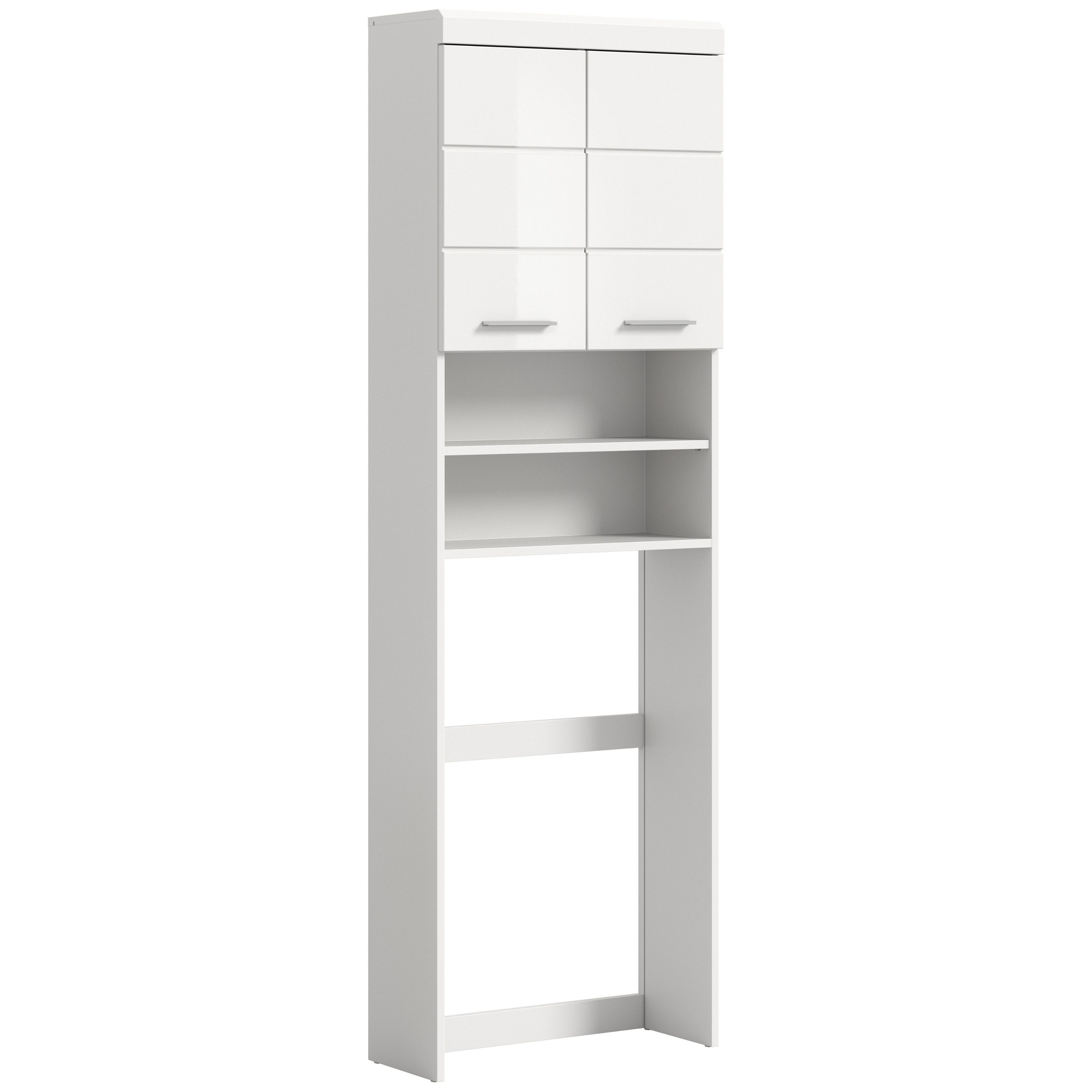 furnling Waschmaschinenumbauschrank Scott 2 offene Fächer, 2 Türen, platzsparend, Badmöbel, Badschrank, Umbau