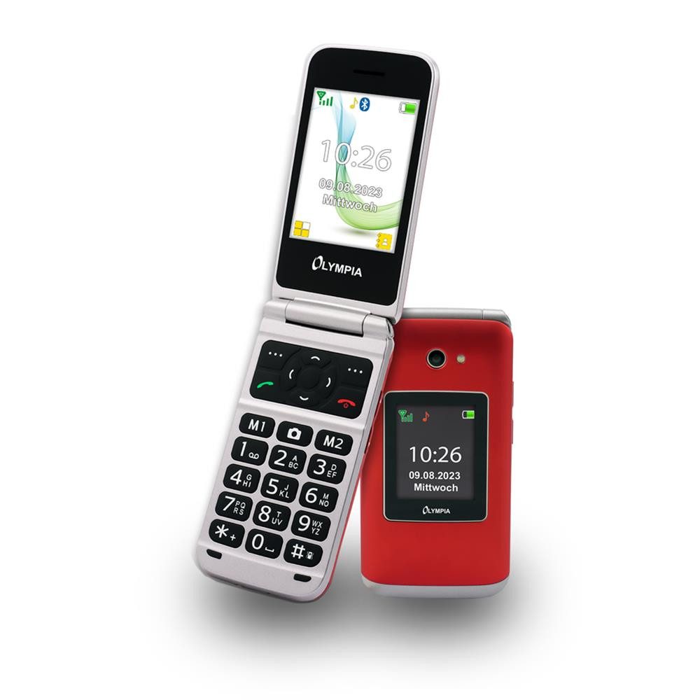 OLYMPIA OFFICE VITUS 4G Klapphandy (Bluetooth, Seniorenhandy, große Tasten, rot)