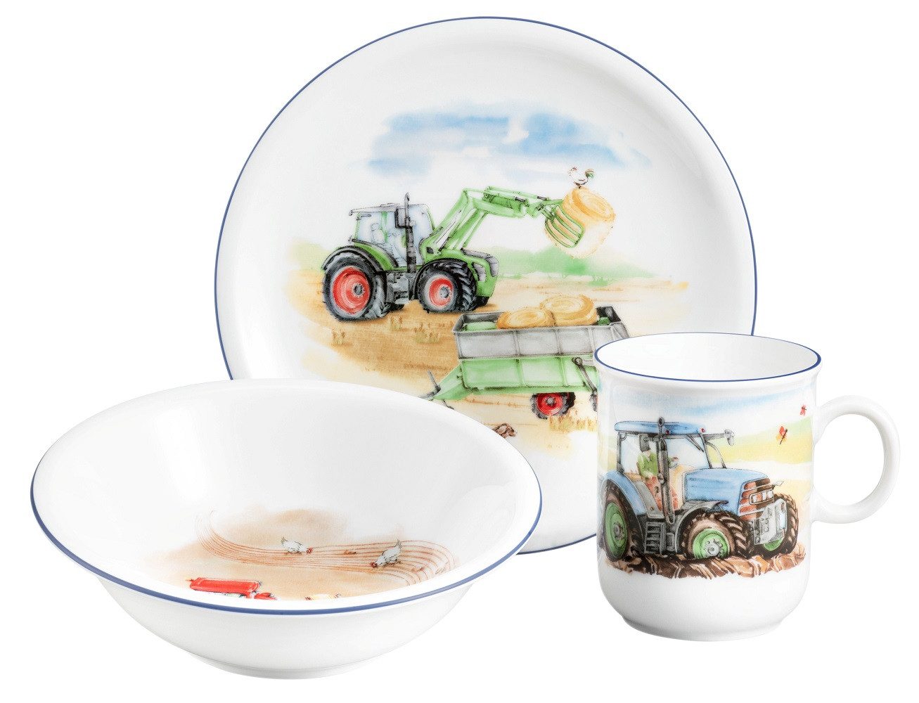 Seltmann Weiden Kindergeschirr-Set Seltmann Weiden Compact Mein Traktor Kinder Set 3tlg., 1 Personen, Porzellan