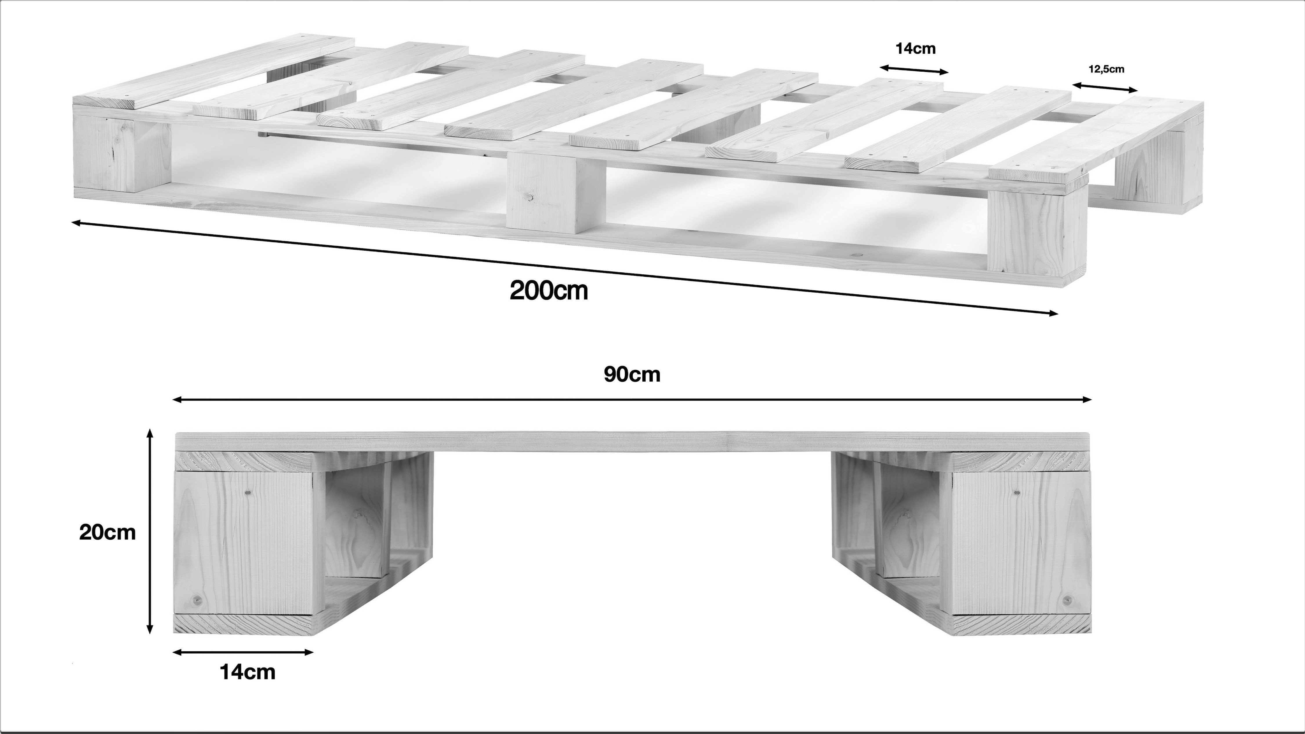 180 200 100 Massivholzbett 140 80 cm 220 90x200 240 160 x 90 grau 120 Palettenbett sunnypillow cm, 200