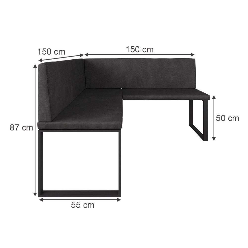 Vicco Sitzbank Ravon, Anthrazit, 150 x 150 cm (1-St)