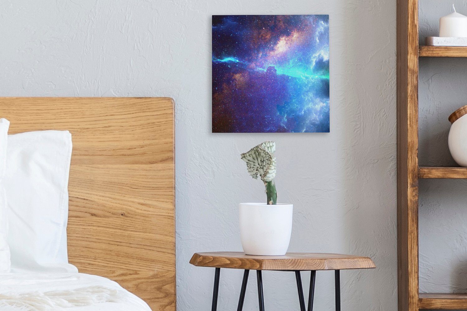 OneMillionCanvasses® Leinwandbild Bilder - Blau, (1 für Leinwand Weltraum - Sterne Schlafzimmer Wohnzimmer St)