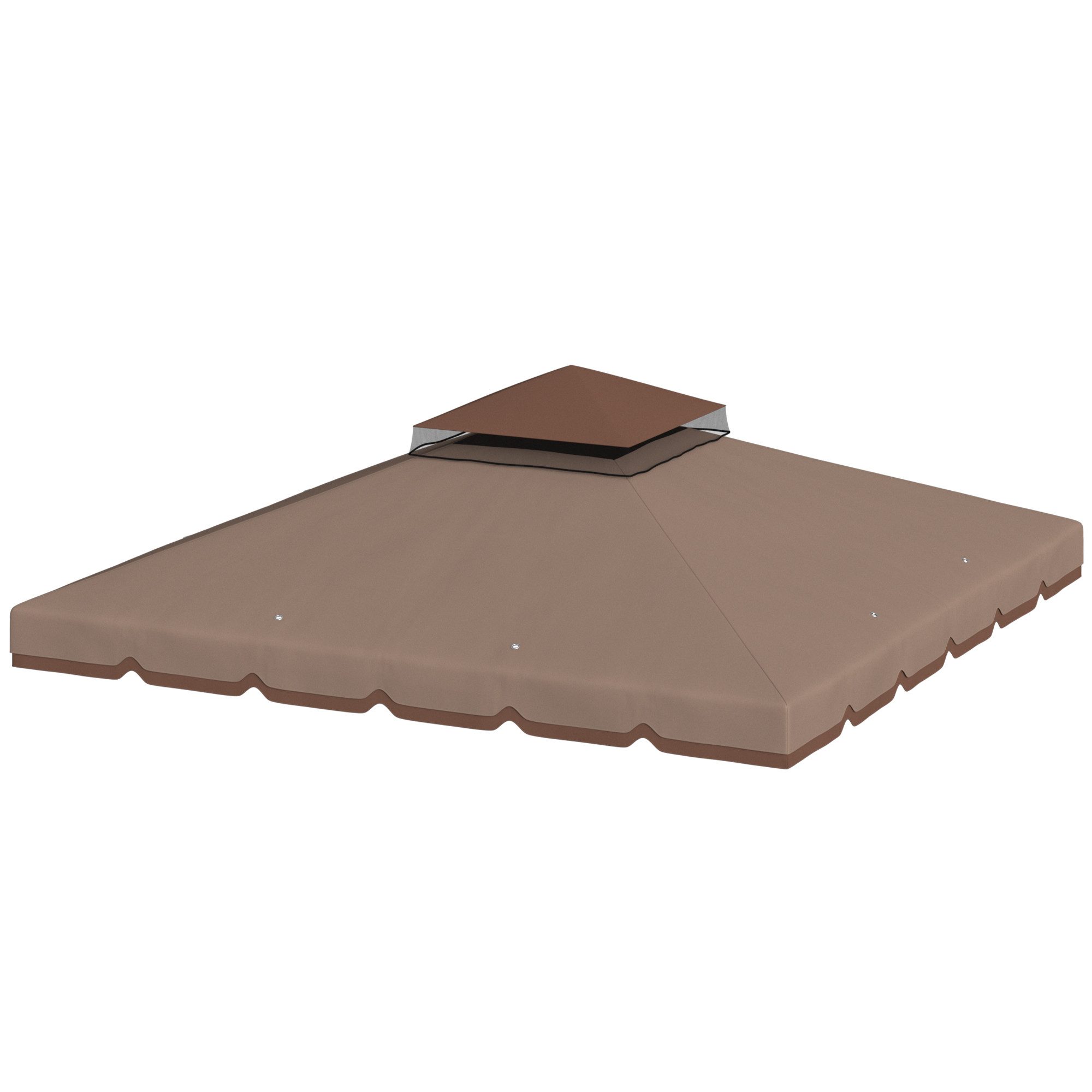 Outsunny Pavillon-Ersatzdach Gartenpavillon Ersatzteile, wasserabweisend, mit Doppeldach, 180 g/m², 300 x 300 cm (Pavillondach, Ersatzbezug), Khaki, UV-Schutz, wasserabweisend