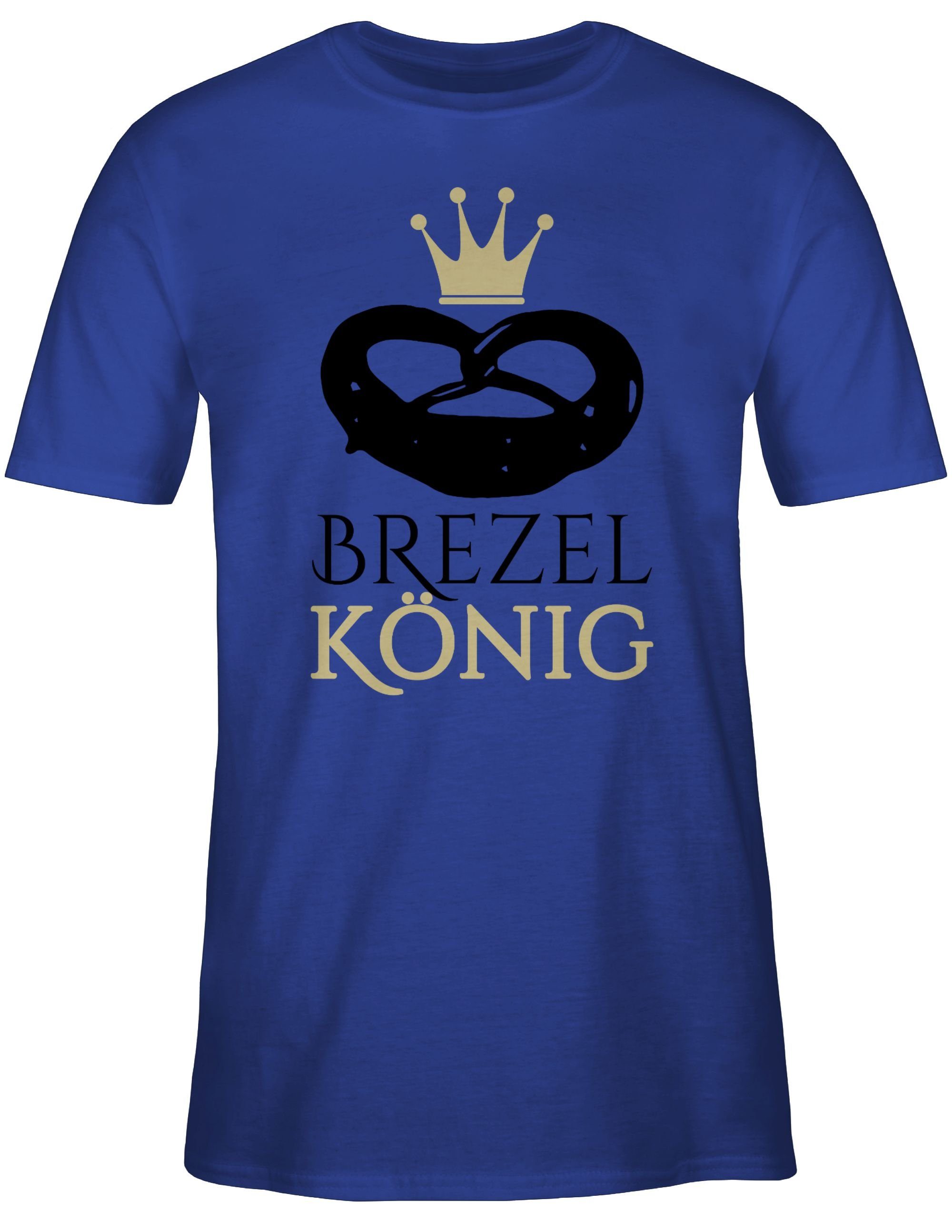 Shirtracer T-Shirt König Herren Oktoberfest für 3 Mode Royalblau Brezel