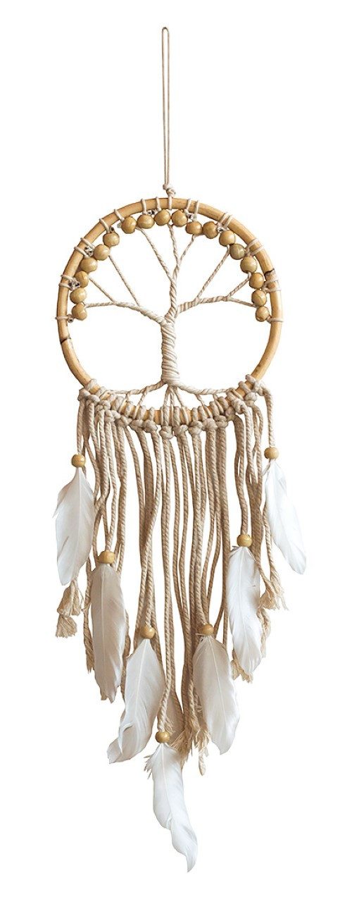 Saraswati Ловец снов Ловец снов "Tree of Life" Rattan/Baumwolle natur 16cm mit Holzperlen