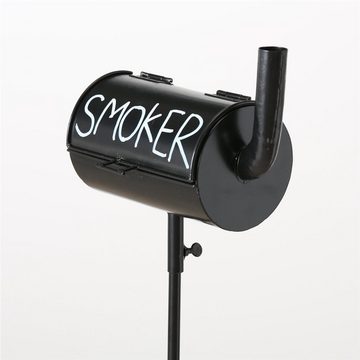 BOLTZE Aschenbecher Smoker, 20 x 10 cm, aus Metall, Schwarz, mit Bodenstiel für den Garten