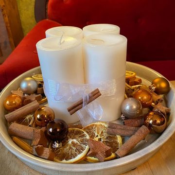 DekoTown Bastelnaturmaterial Adventsset Naturmix Kerzen Wollweiß