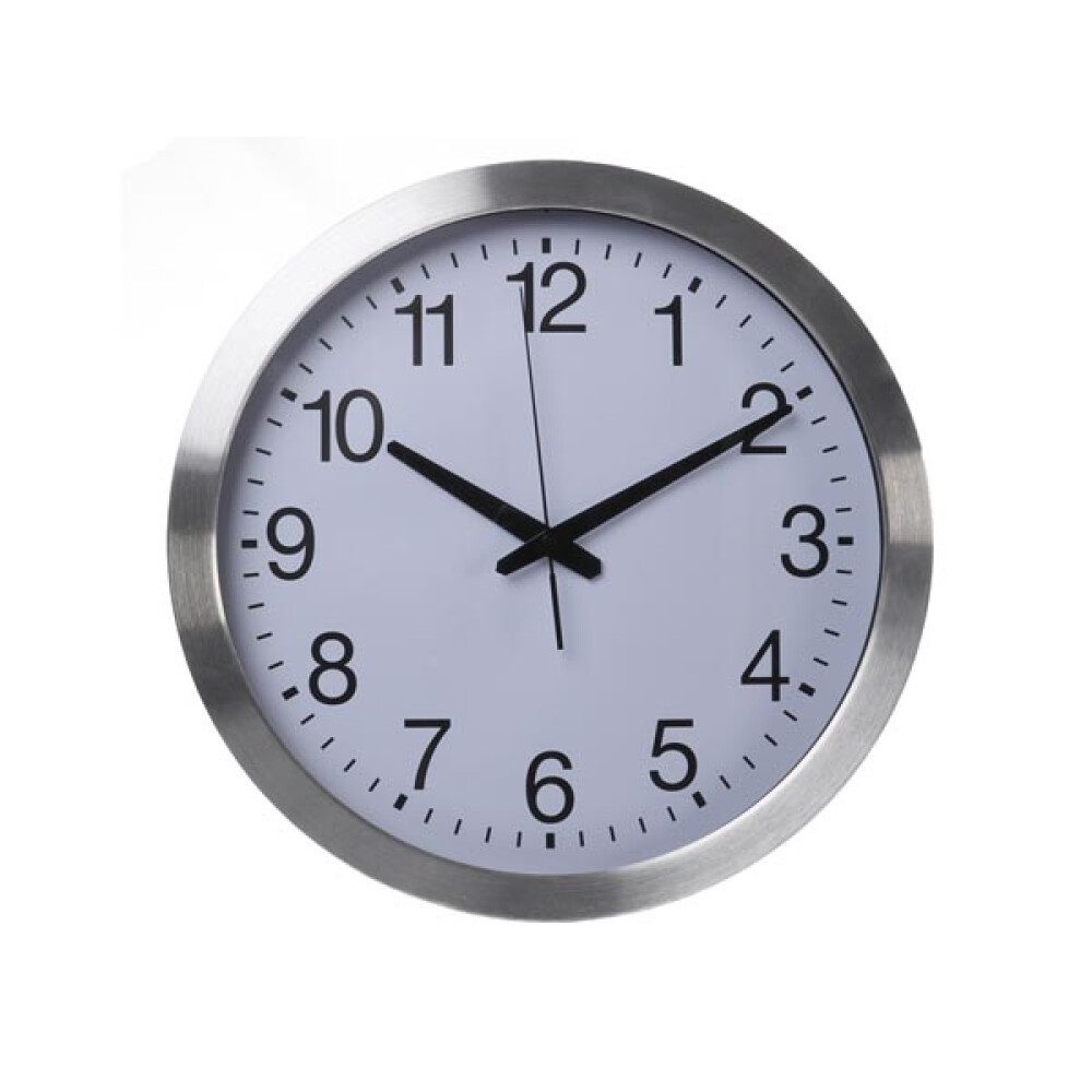 PEREL Wanduhr Perel Funkwanduhr, DCF77, rund, analog, 40 cm, Aluminium, Silber