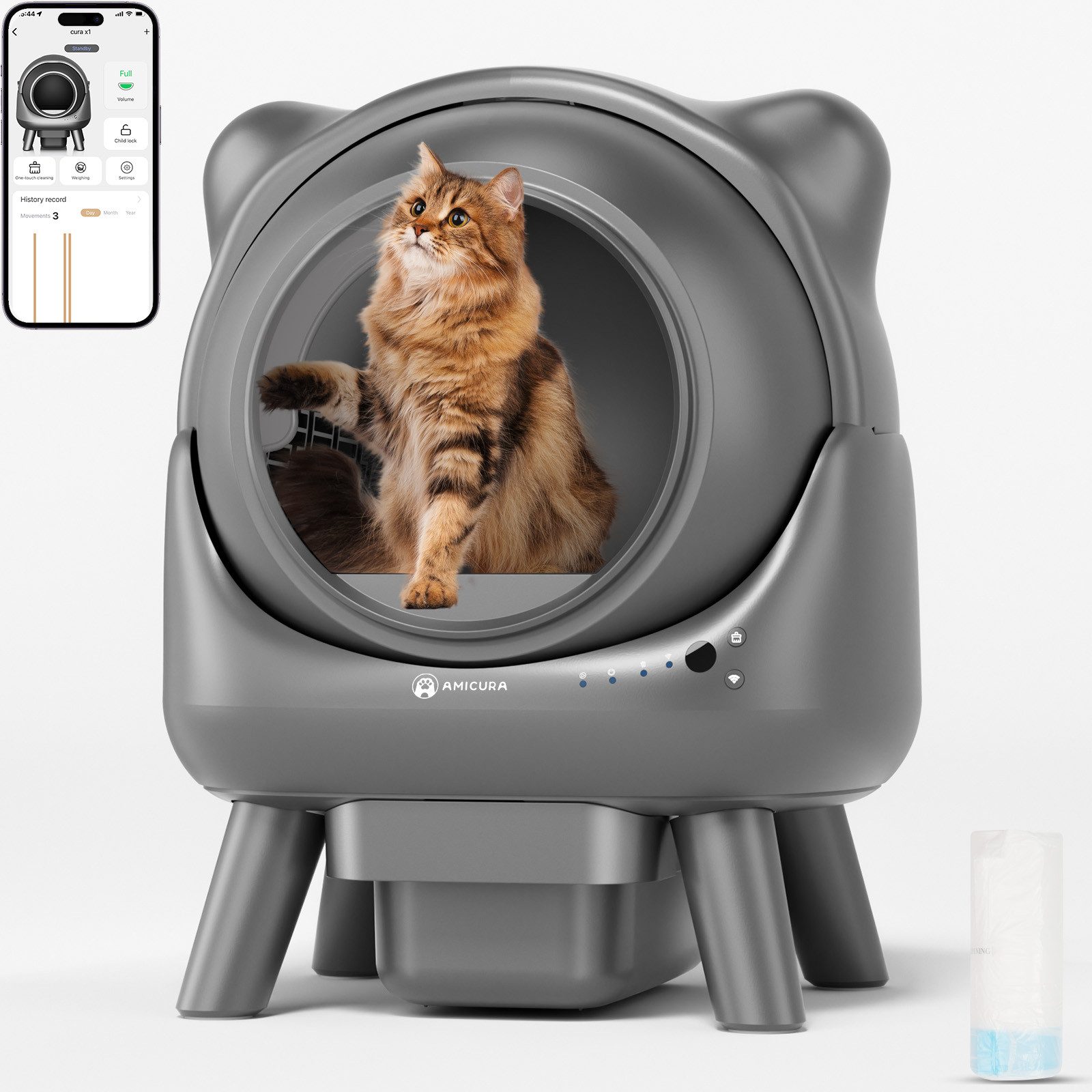Katzentoilette X1 60LSelbstreinigende katzenklo Geruchsfreie, App-Steuerung