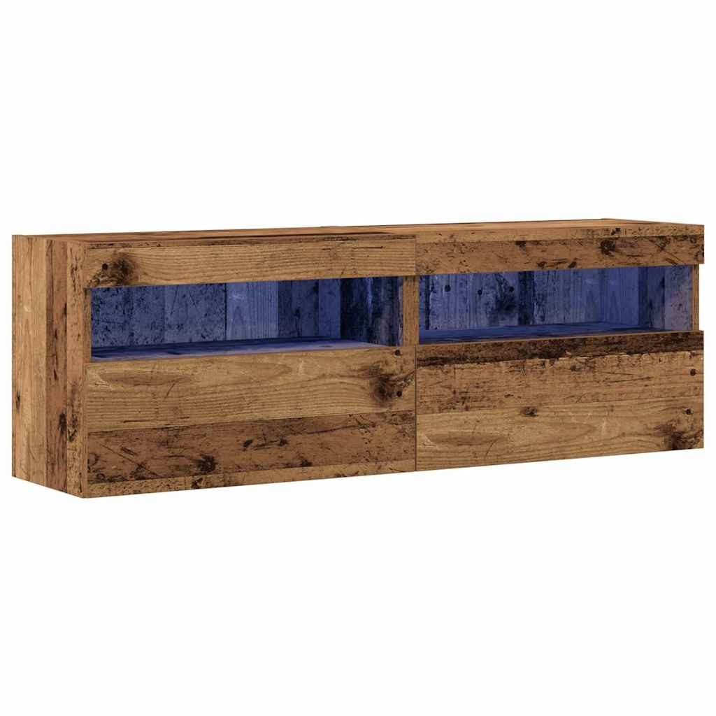 vidaXL TV-Wand TV-Wandschrank 2 stk. Altholz Holzwerkstoff, (2-St)