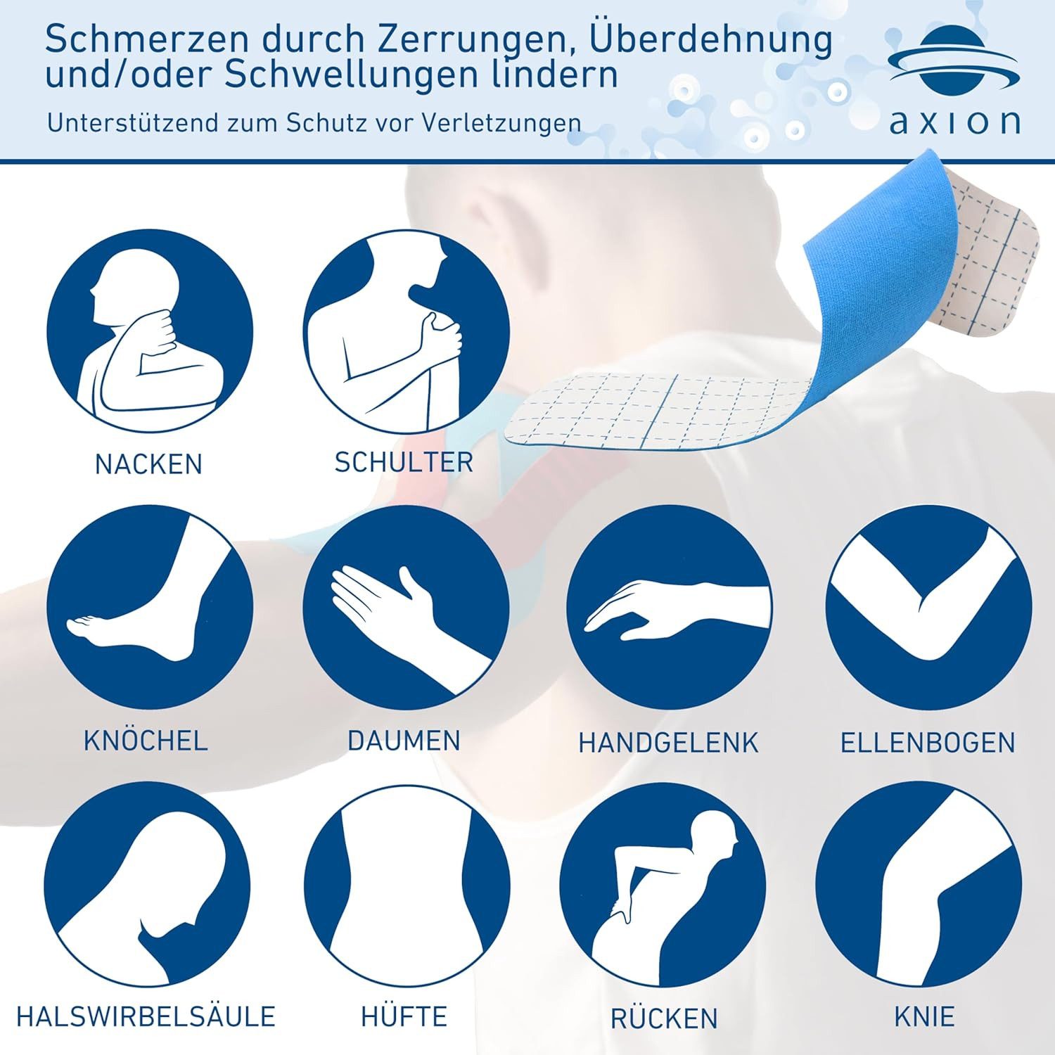 Axion Kinesiologie-Tape Precut Kinesiologie Tape 2er Set Beige und Blau (50-St) MEDIZINPRODUKT