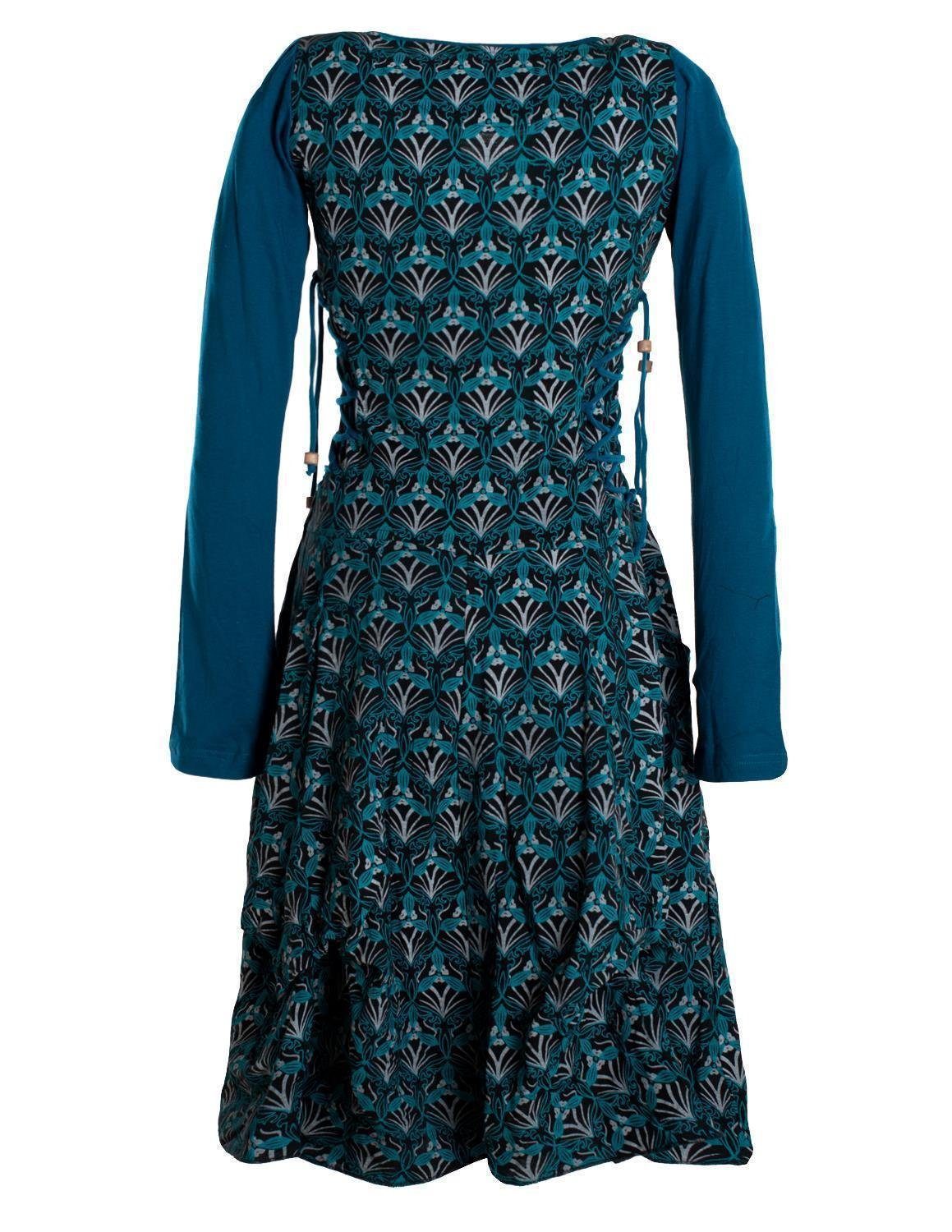 Vishes Jerseykleid Jersey-Kleid Blumenkleid Schnürung V-Ausschnitt Party-, günstig online kaufen