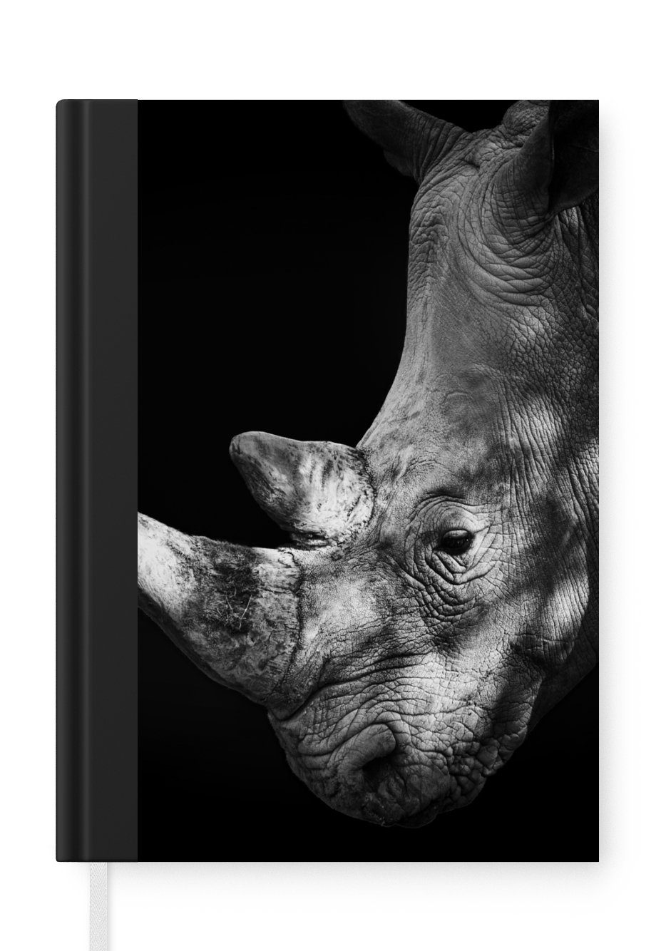 MuchoWow Notizbuch Rhinozeros - Tier - Licht, Journal, Merkzettel, Tagebuch, Notizheft, A5, 98 Seiten, Haushaltsbuch