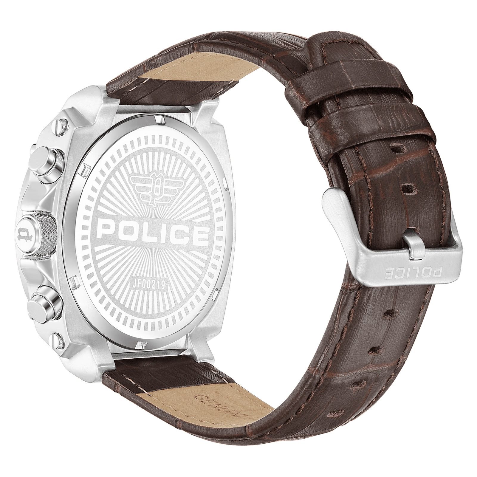 Police Multifunktionsuhr Police Herrenuhr Leder braun, (Multifunktionsuhr), Herrenuhr rund, extra groß (ca. 45x51,5mm) Lederarmband, Elegant-Style