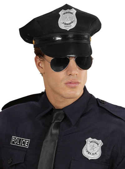 Widdmann Kostüm Police Officer Accessoire-Set, Abzeichen, Brille und Cap für den Cop