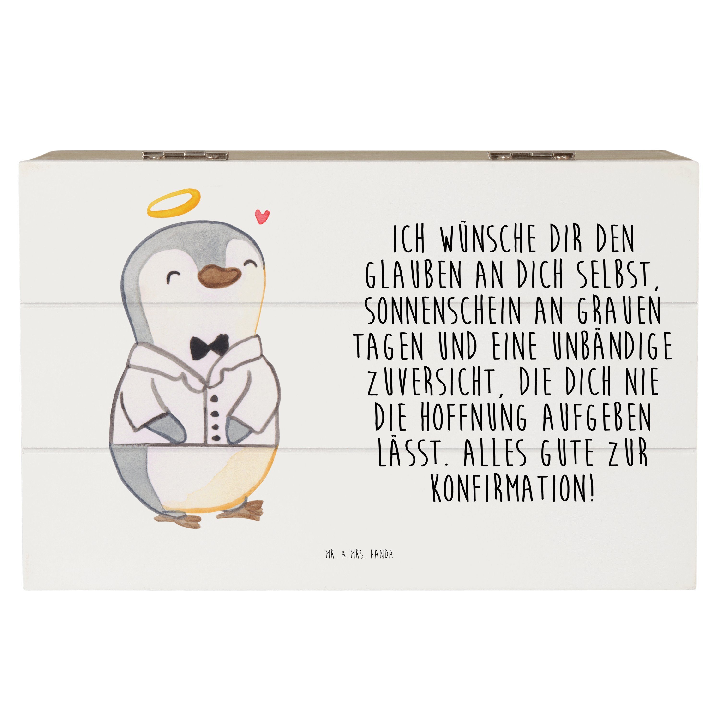 Mr. & Mrs. Panda Dekokiste 19 x 12 cm Pinguin Konfirmation Hemd - Weiß - Geschenk, Vertrauen, Er (1 St), Hohe Stabilität.