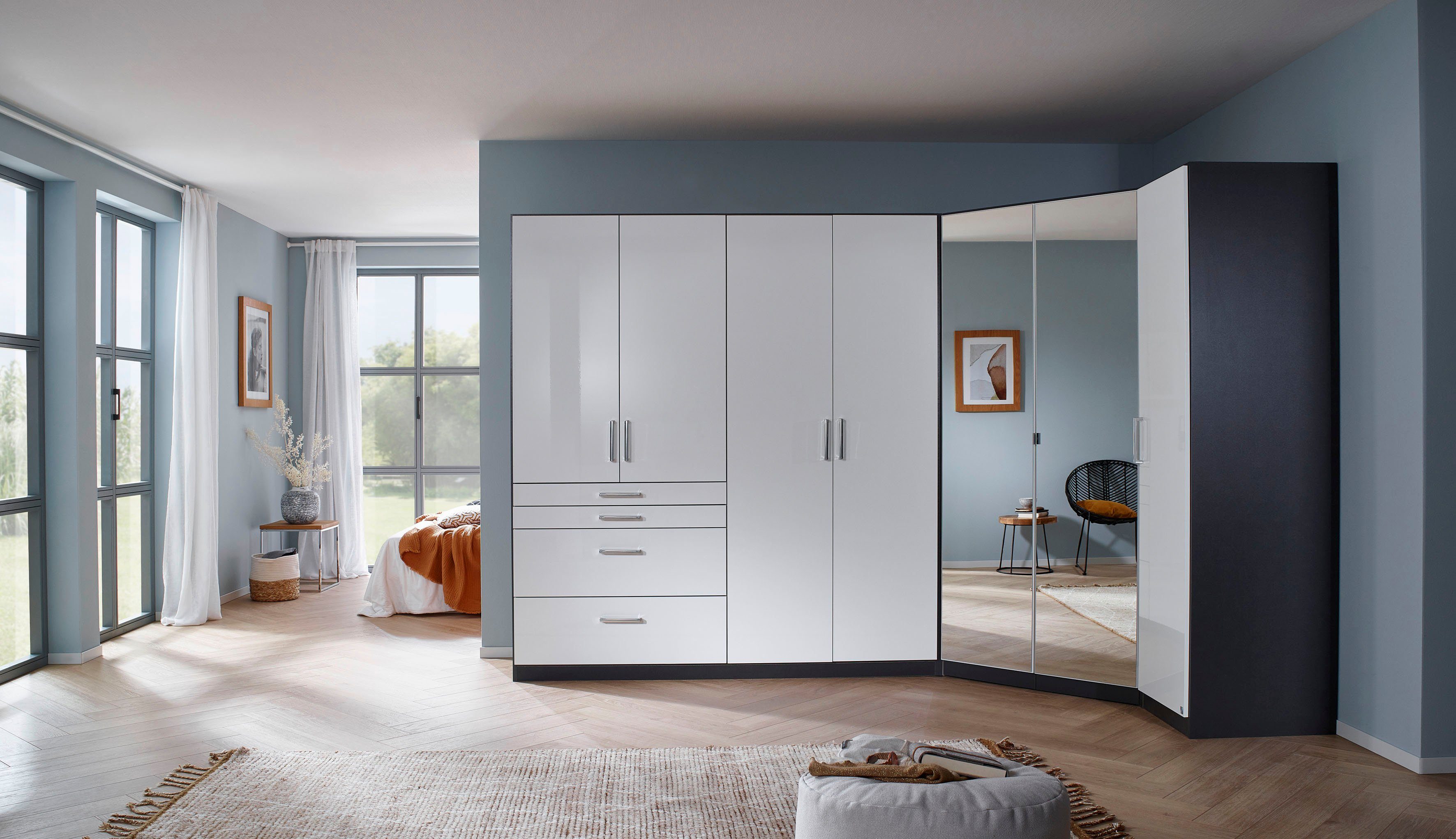 rauch Schrank-Set Kleiderschrank Schrank Garderobe Garderobenschrank Eckschrank HOMBURG, (Set), viel Stauraum, oberer Schubkasten mit Einteilung MADE IN GERMANY