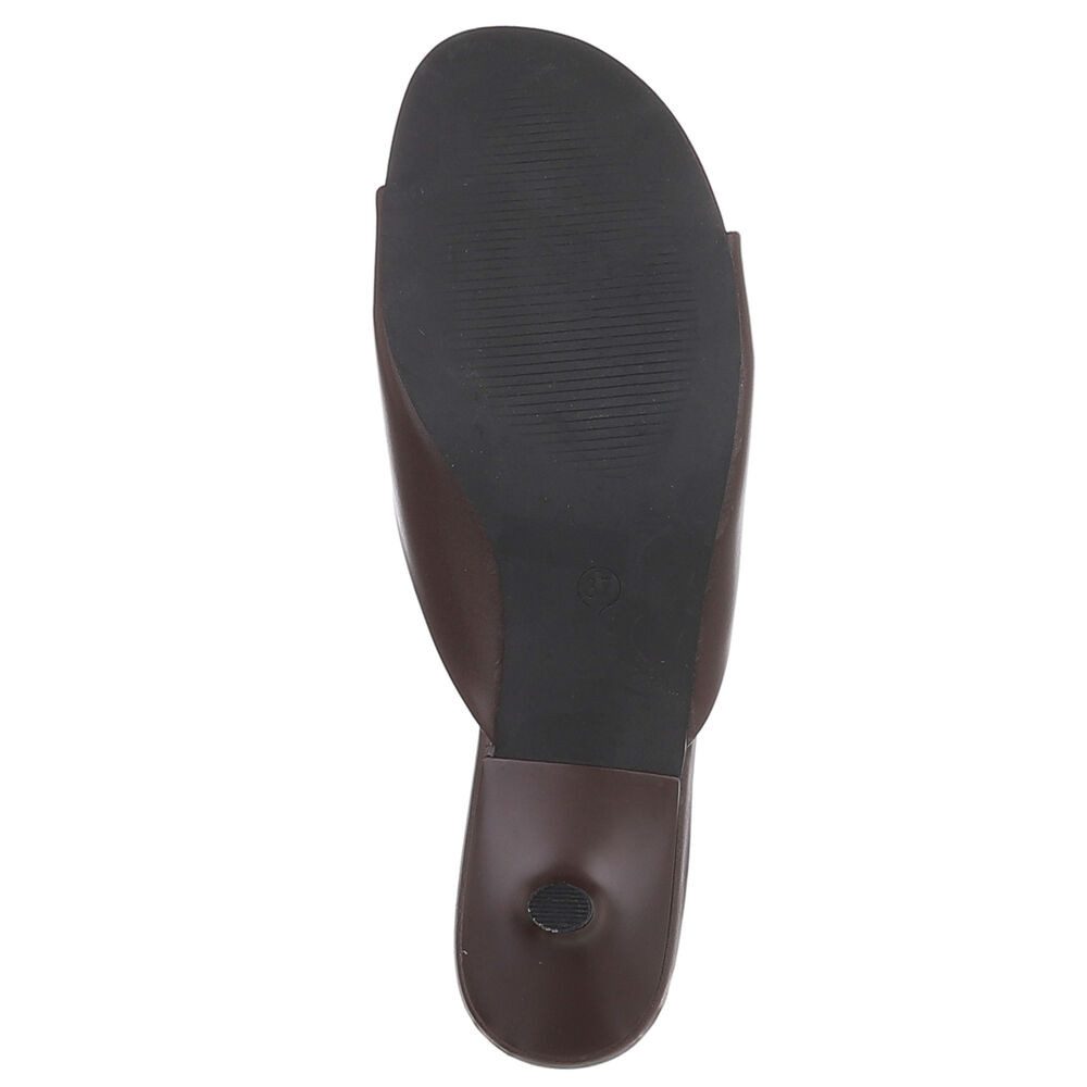 Ital-Design Damen Mules mit Blockabsatz und offener Spitze Pantolette (91849330) Pfennig-/Stilettoabsatz Pantoletten in Braun – Bild 3 von 5