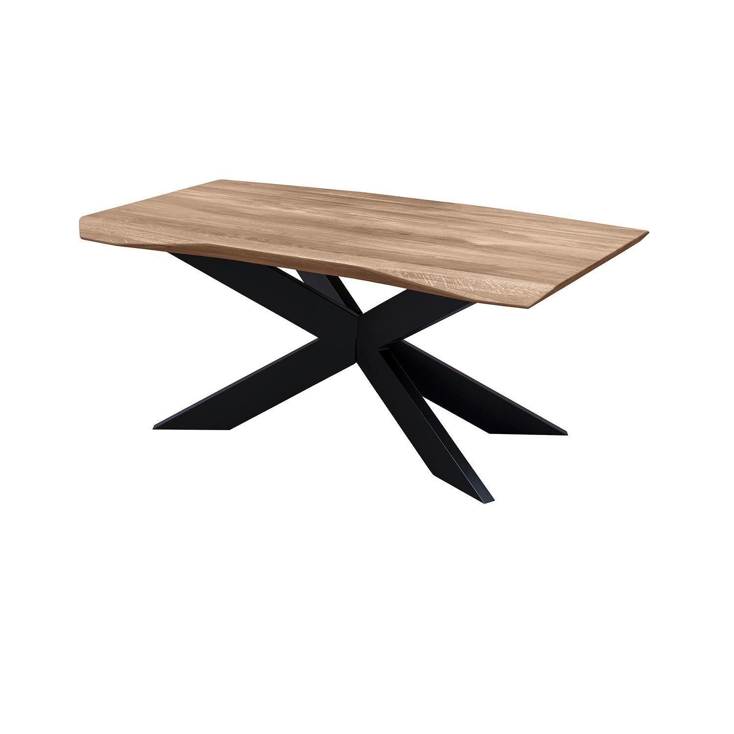 ELFO Couchtisch LOU, Braun, Schwarz, Eiche massiv lackiert, Metallgestell, B 115 x H 49 x T 65 cm