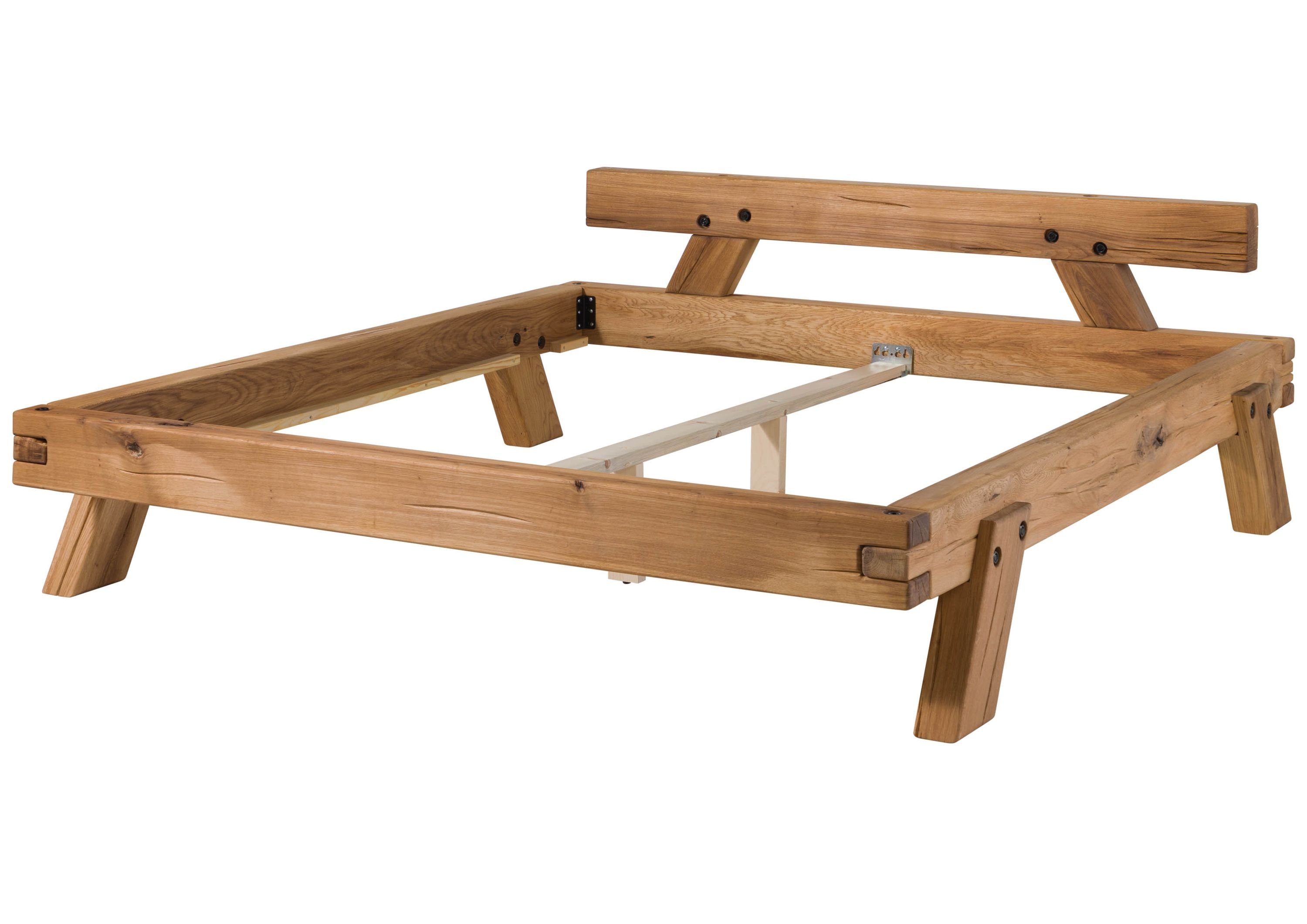 Massivmoebel24 Massivholzbett (Balkenbett 180x200 Wildeiche natur geölt BERGEN #180), Balkenbett 180x200 Wildeiche natur geölt BERGEN #180