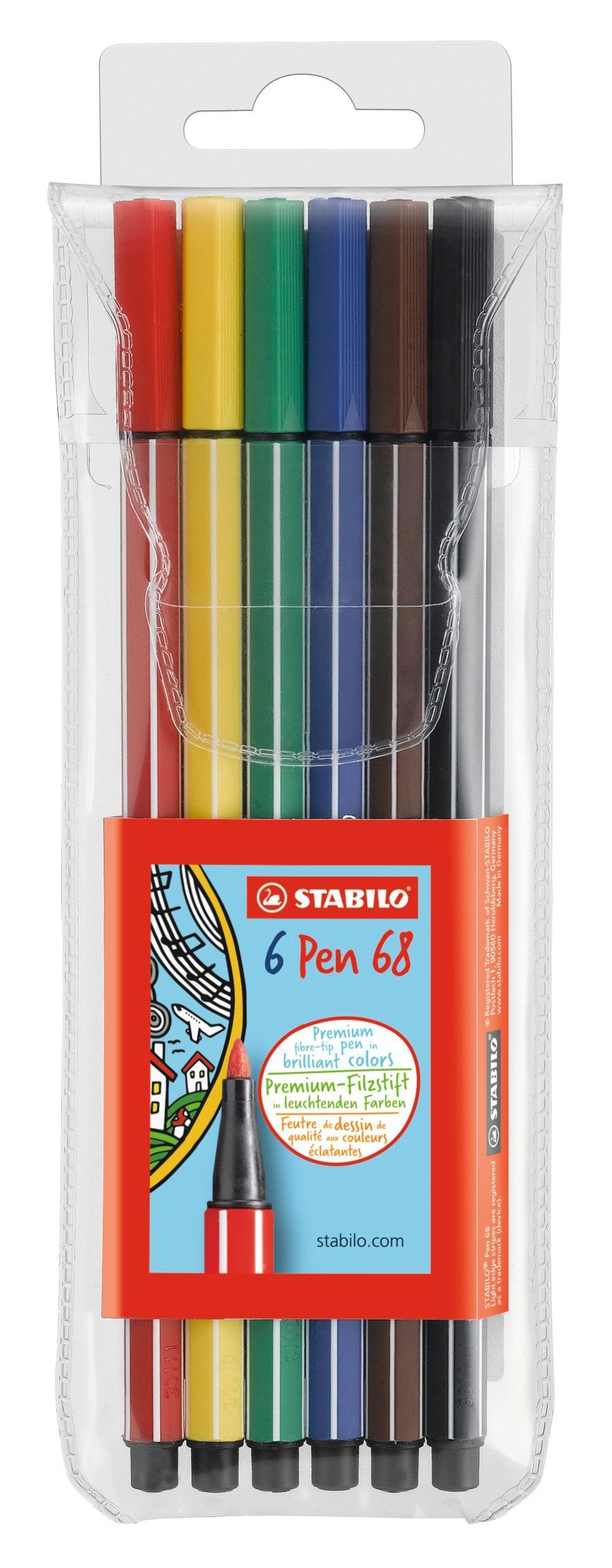 STABILO Faserstift Fasermaler Stabilo Pen 68, 6er Etui | Kugelschreiber