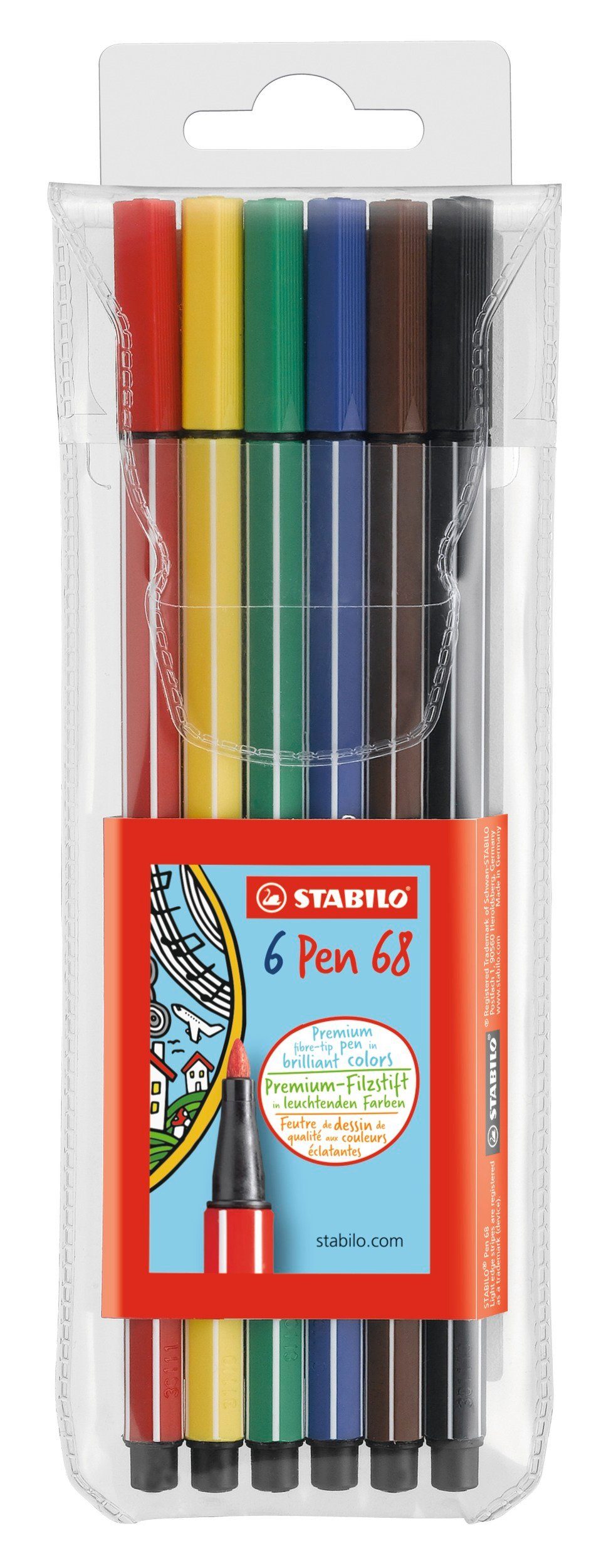 Faserstift Fasermaler Stabilo Pen 68, 6er Etui