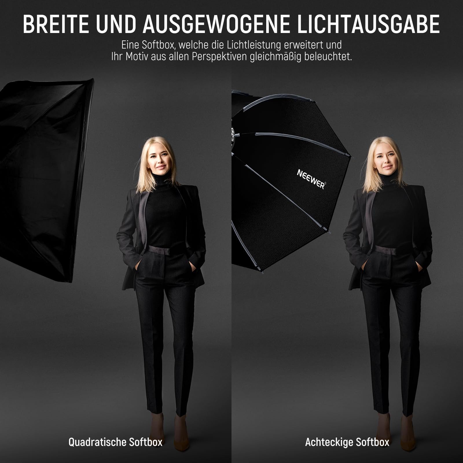 Neewer Softbox NS35P 90cm Octagon Softbox, mit Honeycomb Gitter, Bowens Mount, Schnelles Lösen und Zusammenklappen, Achteckige Softbox für CB60 Q4