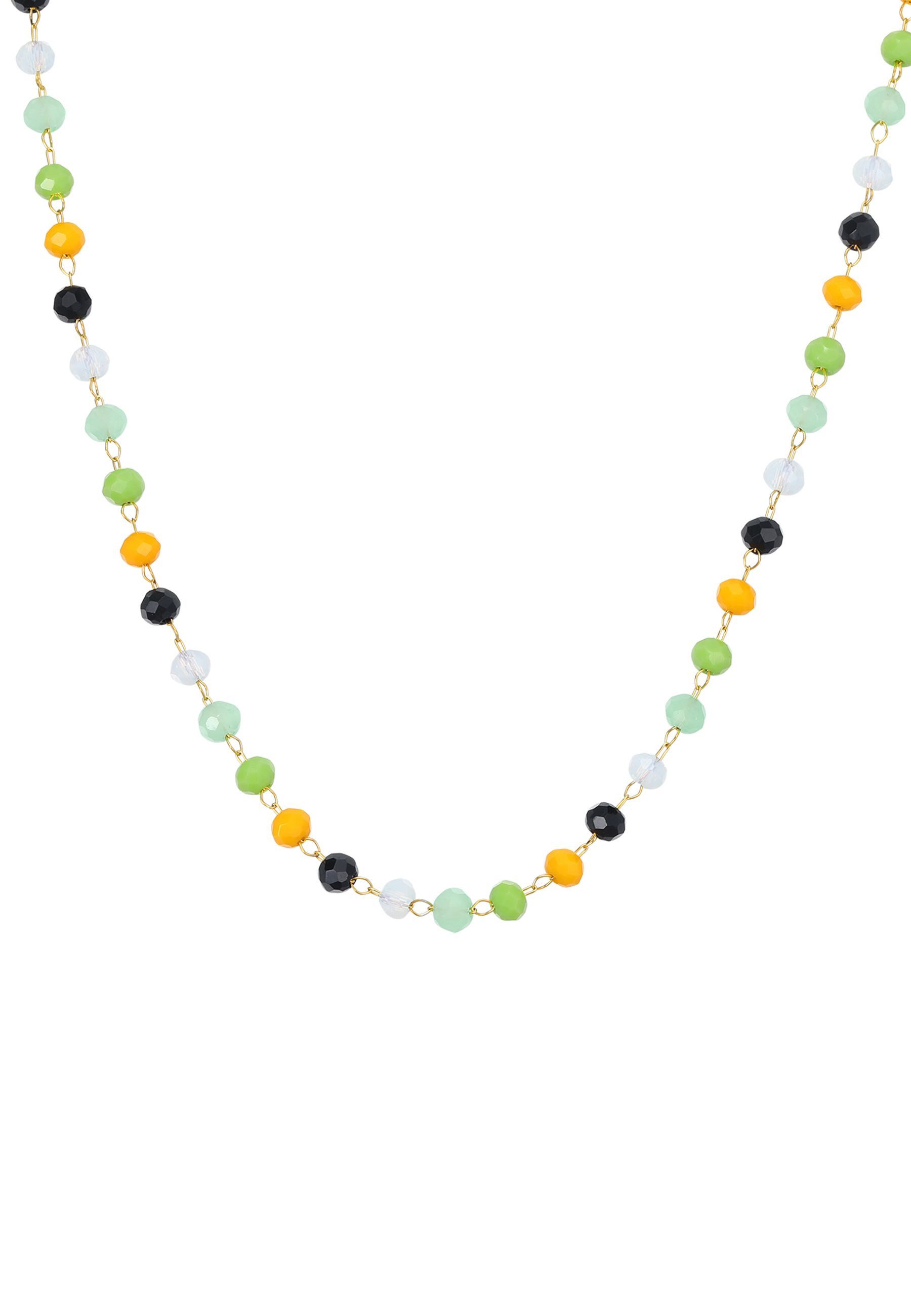 Hey Happiness Statementkette Farbige Kugeln, zur Auswahl Pastell / Bunt, Multicolor Damen Halskette mit Steinkugeln, für Beach & Sommer